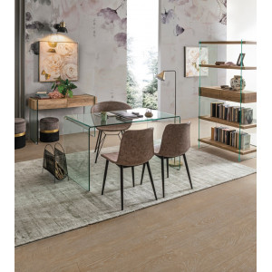 LOMANTE modern üveg polc - 180cm - fehér/tölgy