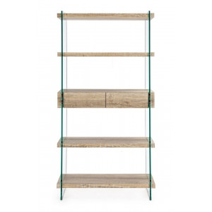LOMANTE modern üveg polc - 180cm - fehér/tölgy