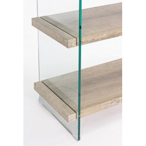 LOMANTE modern üveg polc - 180cm - fehér/tölgy