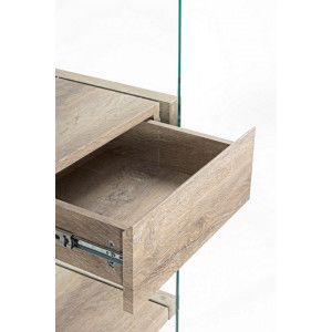 LOMANTE modern üveg polc - 180cm - fehér/tölgy