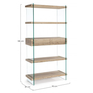 LOMANTE modern üveg polc - 180cm - fehér/tölgy