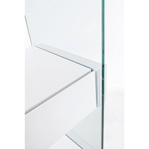 LOMANTE modern üveg polc - 180cm - fehér/tölgy