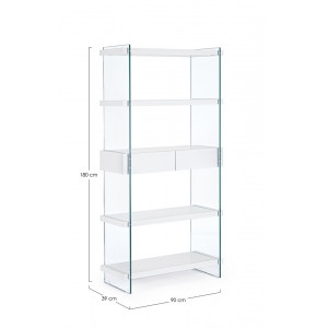 LOMANTE modern üveg polc - 180cm - fehér/tölgy