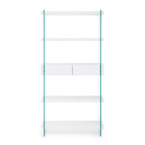 LOMANTE modern üveg polc - 180cm - fehér/tölgy