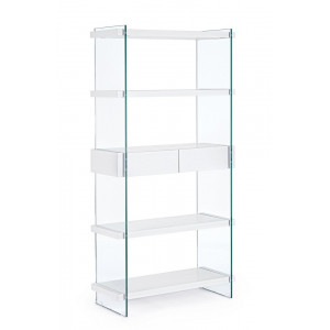 LOMANTE modern üveg polc - 180cm - fehér/tölgy
