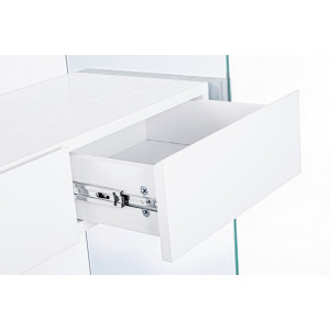 LOMANTE modern üveg polc - 180cm - fehér/tölgy