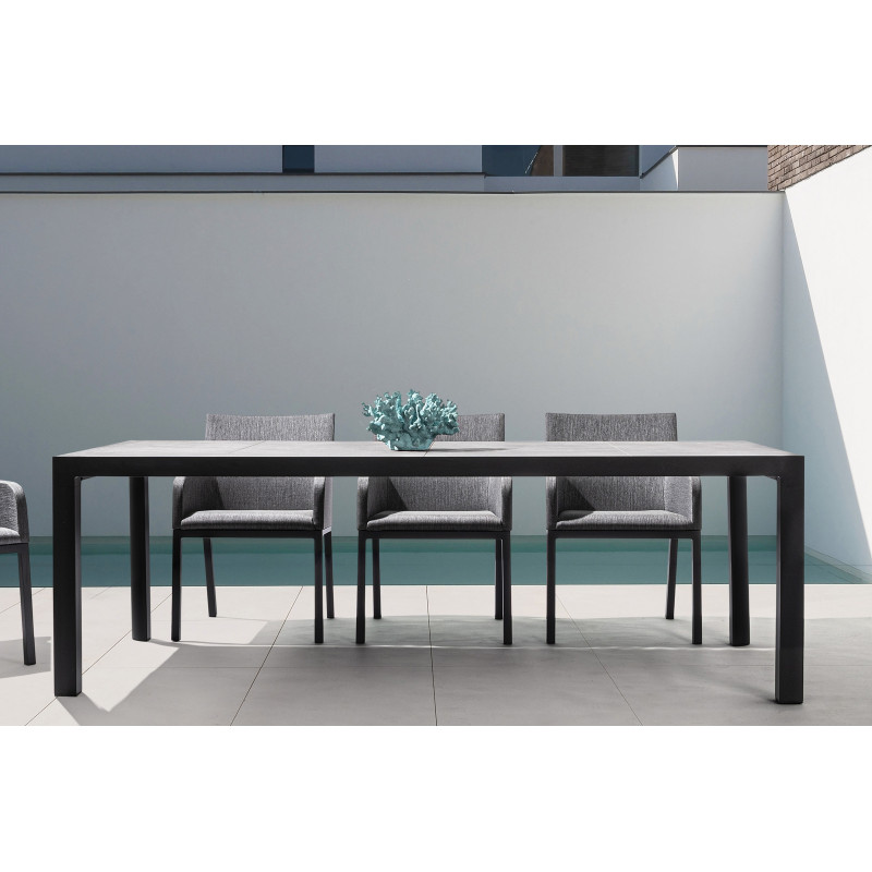 MASON prémium kültéri kerámia étkezőasztal - 220cm - antracit