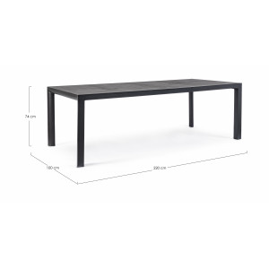 MASON prémium kültéri kerámia étkezőasztal - 220cm - antracit