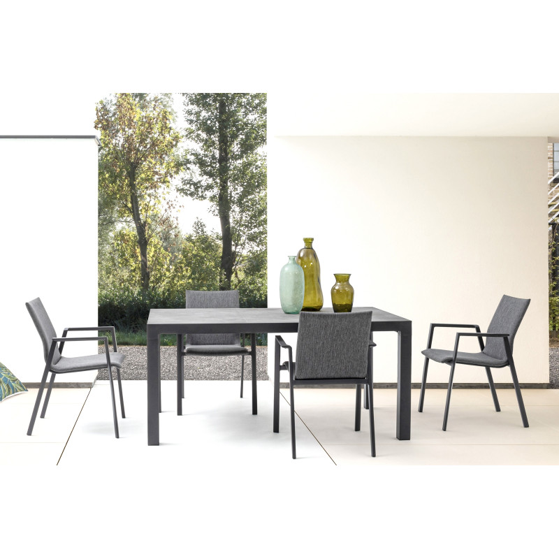 MASON prémium kültéri kerámia étkezőasztal - 160cm - antracit