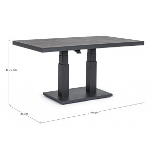 TRUMAN állítható magasságú prémium kültéri kerámia étkezőasztal - 140cm - antracit