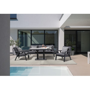 TRUMAN állítható magasságú prémium kültéri kerámia étkezőasztal - 140cm - antracit