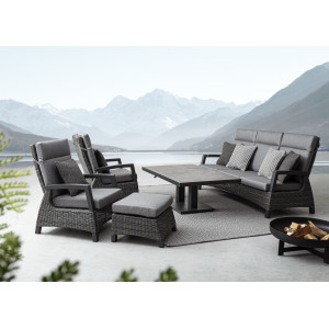 TRUMAN állítható magasságú prémium kültéri kerámia étkezőasztal - 140cm - antracit