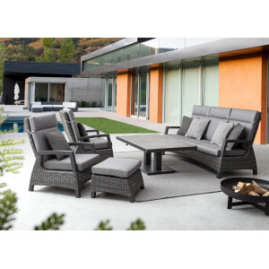 TRUMAN állítható magasságú prémium kültéri kerámia étkezőasztal - 140cm - antracit