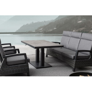 TRUMAN állítható magasságú prémium kültéri kerámia étkezőasztal - 140cm - antracit BIZZOTTO