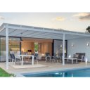 MASON prémium kültéri kerámia étkezőasztal - 160cm - világos szürke/fehér