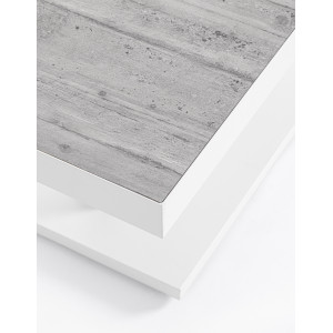 TRUMAN állítható magasságú prémium kültéri kerámia étkezőasztal - 140cm - világos szürke/fehér