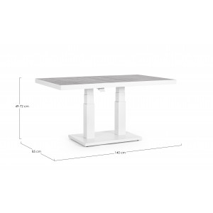 TRUMAN állítható magasságú prémium kültéri kerámia étkezőasztal - 140cm - világos szürke/fehér