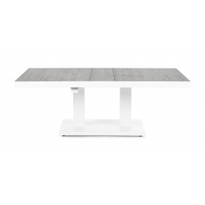 TRUMAN állítható magasságú prémium kültéri kerámia étkezőasztal - 140cm - világos szürke/fehér
