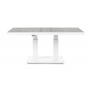 TRUMAN állítható magasságú prémium kültéri kerámia étkezőasztal - 140cm - világos szürke/fehér