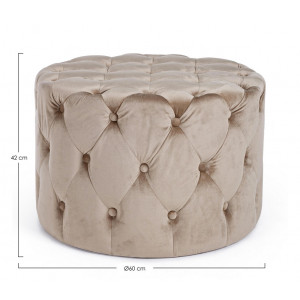 LORELLA modern bársony puff - beige/szürke/zöld