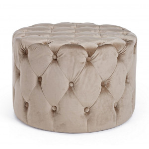 LORELLA modern bársony puff - beige/szürke/zöld