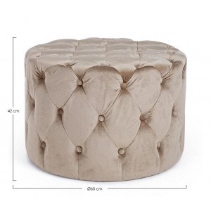 LORELLA modern bársony puff - beige/szürke/zöld