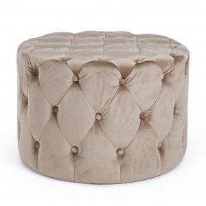 LORELLA modern bársony puff - beige/szürke/zöld