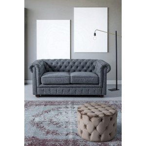 LORELLA modern bársony puff - beige/szürke/zöld