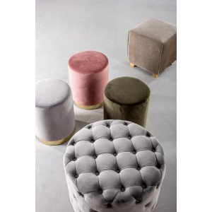 LORELLA modern bársony puff - beige/szürke/zöld