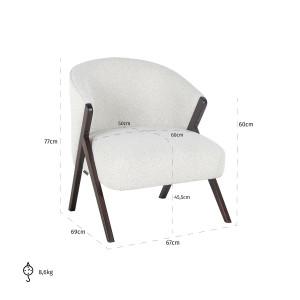 MARTIAGO design fotel - fehér boucle