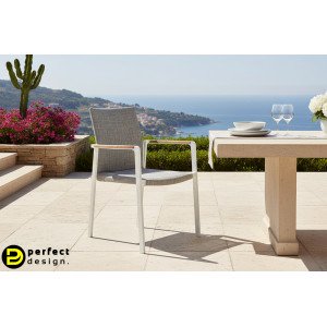 JALISCO prémium kültéri szék - szürke/fehér BIZZOTTO