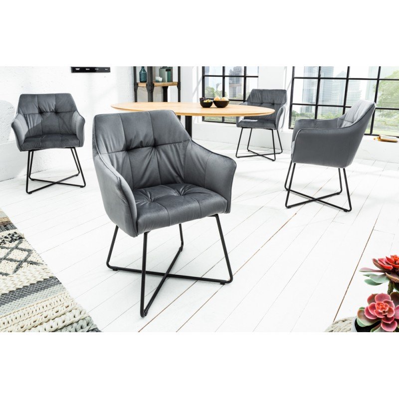 BERNARD design bársony szék - szürke