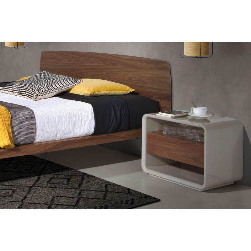 BARDEM modern éjjeliszekrény - dió/szürke