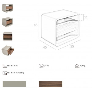 BARDEM modern éjjeliszekrény - dió/szürke