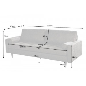 COZY design  kanapé - 220cm - antik szürke