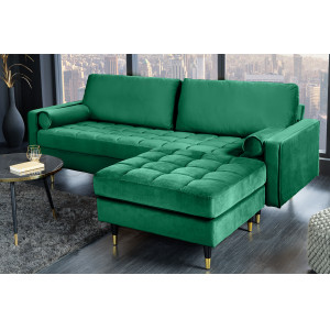 COZY VELVET design bársony puff - smaragd