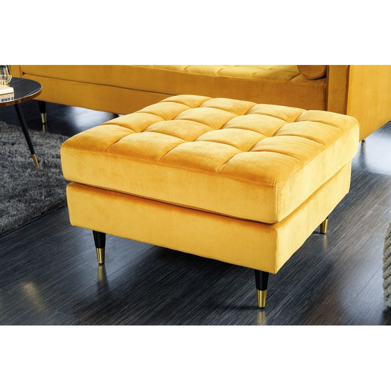 COZY VELVET design bársony puff - okker