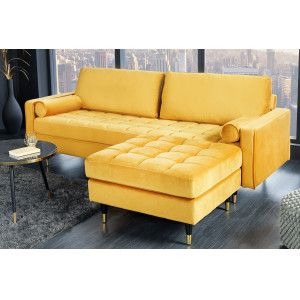 COZY VELVET design bársony puff - okker