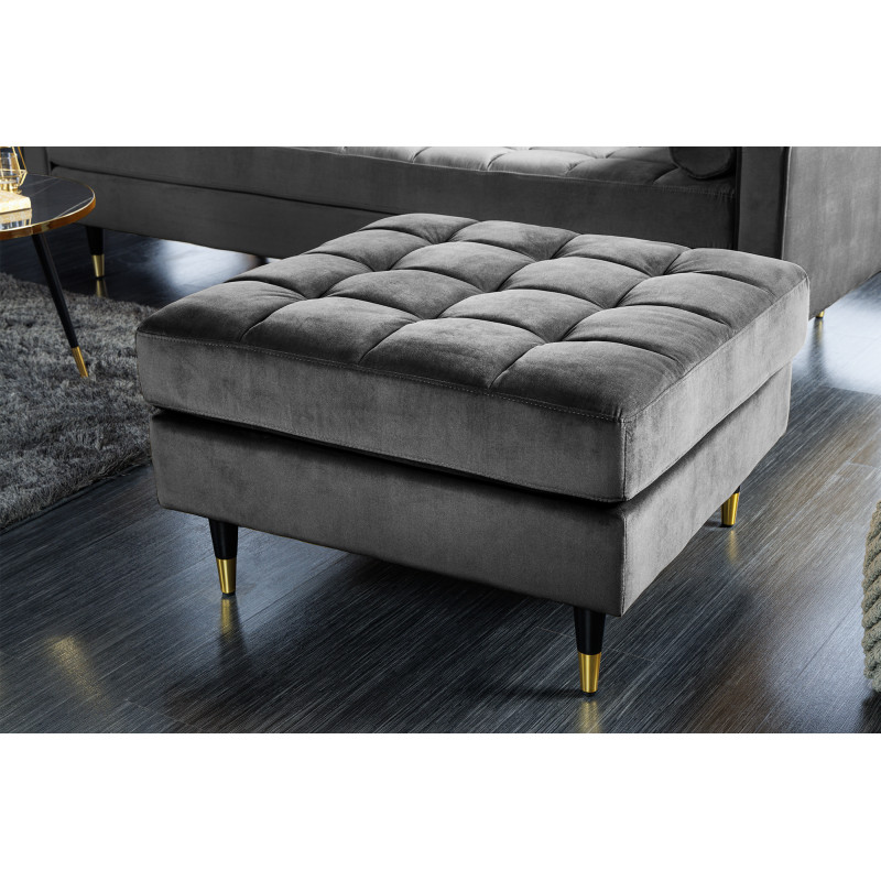 COZY VELVET design bársony puff - szürke