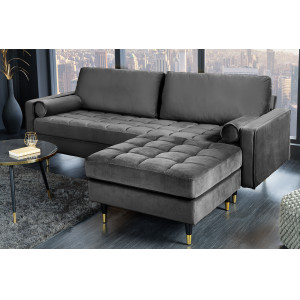 COZY VELVET design bársony puff - szürke