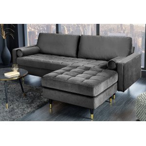 COZY VELVET design bársony puff - szürke