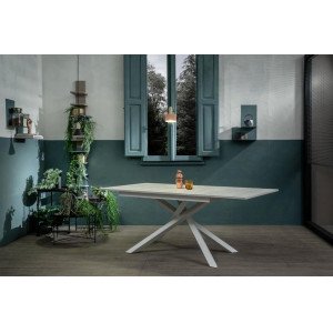 PULSE bővíthető design étkezőasztal - világos beton dekor