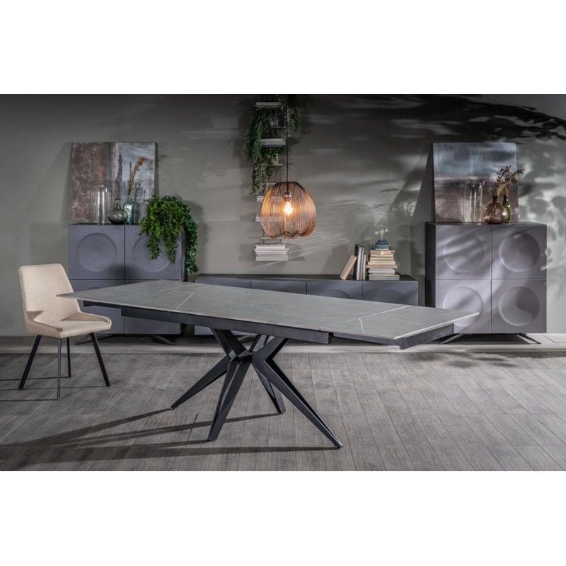 MATCH II design bővíthető kerámia étkezőasztal - szürke márvány