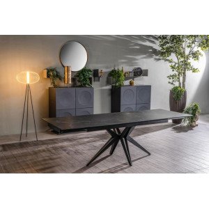 MATCH II design bővíthető kerámia étkezőasztal - fekete márvány Bővíthető étkezőasztal
