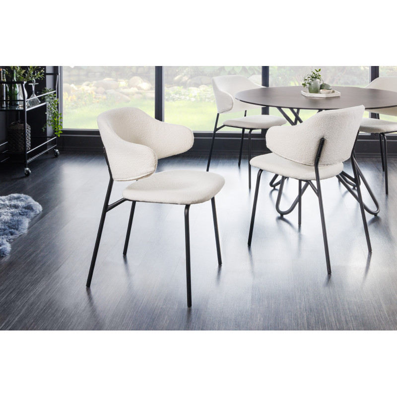 TRACY modern bouclé szék - fehér/fekete