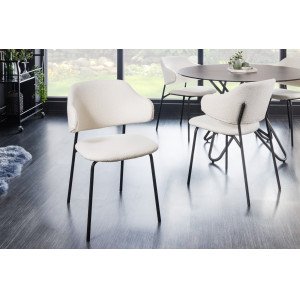 TRACY modern bouclé szék - fehér/fekete