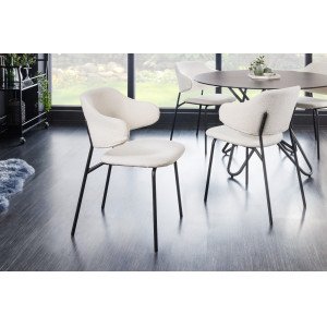 TRACY modern bouclé szék - fehér/fekete INVICTA