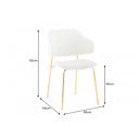 TRACY modern bouclé szék - fehér/arany