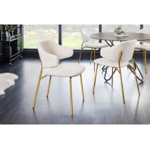 TRACY modern bouclé szék - fehér/arany INVICTA