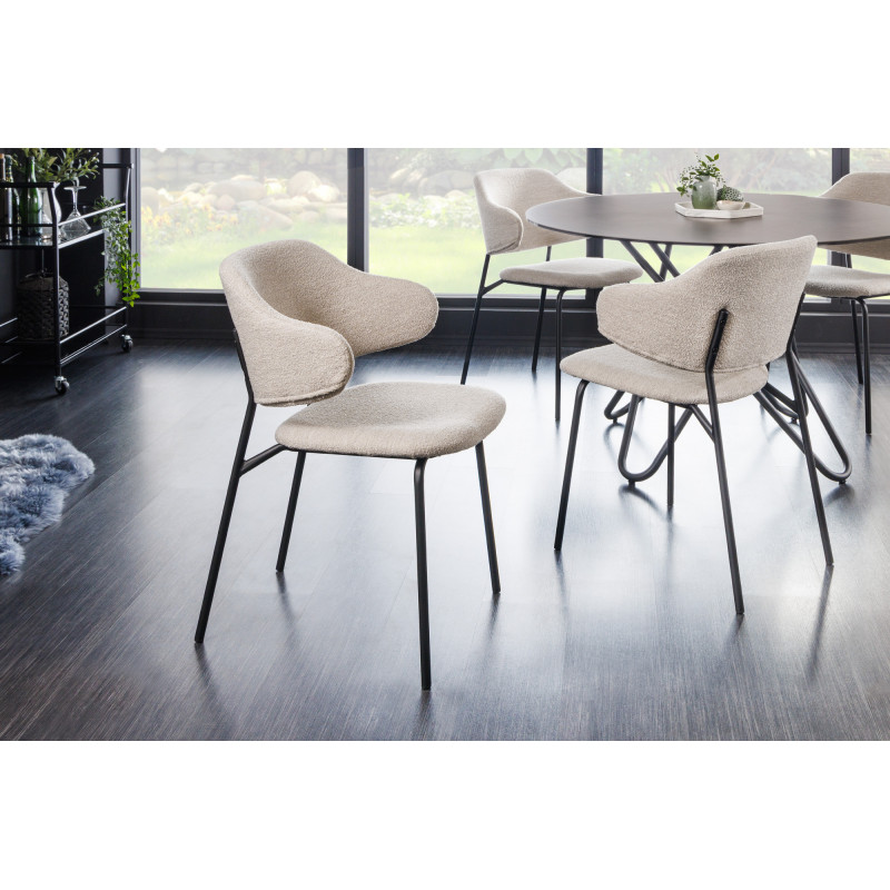 TRACY modern bouclé szék -beige/fekete